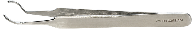 EM-Tec 126G.AM SEM pin stub gripper tweezers for Ø12.7mm pin stubs, anti-magnetic stainless steel, 30 degrees angle