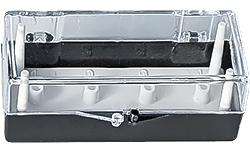 EM-Tec SB4X small styrene box with 6mm extra height, for 4 standard 12.7mm SEM pin stubs