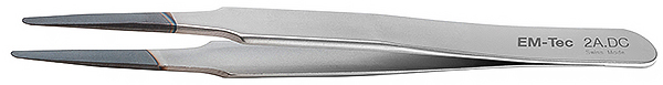 50-001820.jpg EM-Tec 2A.DC high precision diamond coated ESD safe tweezers, style 2A, flat accurate round tips, anti-magnetic stainless steel