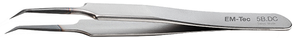 50-001855.jpg EM-Tec 5B.DC high precision diamond coated ESD safe tweezers, style 5B, extra fine bent tips, anti-magnetic stainless steel